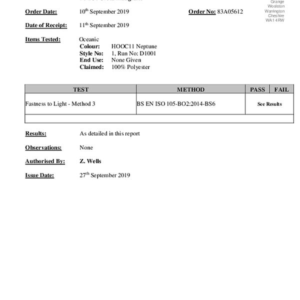 oceanic - light fastness